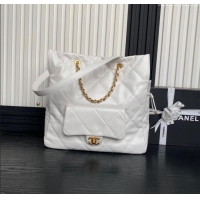 Big Discount Chanel Shiny Lambskin Shopping Bag AS5315 White 2025