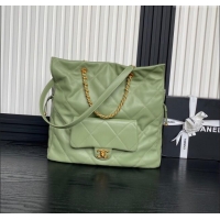 Big Discount Chanel Shiny Lambskin Shopping Bag AS5315 Light Green 2025