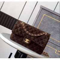 Best Luxury Chanel Suede Classic 11.12 Medium Flap bag A01112 Dark Coffee 2025