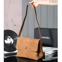 Unique Style Chanel Vintage Suede Flap Bag with Wide Strap A99935 Brown 2025