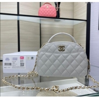 Best Price Chanel Grained Calfskin Clutch with Chain and Top Handle AP4438 Grey 2025