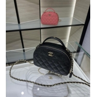 Shop Discount Chanel Grained Calfskin Clutch with Chain and Top Handle AP4438 Black 2025