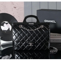 Famous Brand Chanel Vintage Oiled Calfskin Flap Bag with Top Handle Bag 8021 Black/Silver 2025