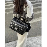 Famous Brand Chanel Vintage Oiled Calfskin Flap Bag with Top Handle Bag 8021 Black/Silver 2025