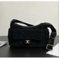 Buy Fashionable Chanel Coco Snow Velvet-Like Nylon Large Flap Bag 13062 Black 2025