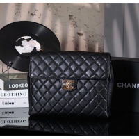 Super Quality Chanel Vintage Grained Calfskin Flap Bag 021302 Black 2025