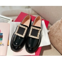 Best Product Roger Vivier Viv' Rangers Strass Buckle Loafers in Black Patent Leather 1115128