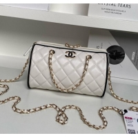 Reasonable Price Chanel Lambskin Clutch with Chain AP4515 White/Black 2025