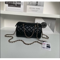 Well Crafted Chanel Lambskin Clutch with Chain AP4515 Black/White 2025