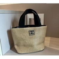 Well Crafted Chanel Straw Basket bag with Framed CC 0312 Black 2025