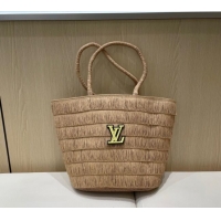 Buy Inexpensive Louis Vuitton Tassel Straw Basket Bag 0312 Khaki 2025