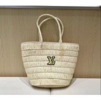 Best Price Louis Vuitton Tassel Straw Basket Bag 0312 Light Beige 2025