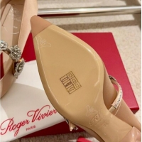 Best Grade Roger Vivier Efflorescence Mary Jane Pumps 6.5cm in satin with flora strass buckle Beige 0225002