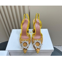 Purchase Amina Muaddi Begum Embellished Slingback Pumps 9.8 cm in Lace and Strass Buckle Yellow 0219030