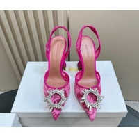 Duplicate Amina Muaddi Begum Embellished Slingback Pumps 9.8 cm in Lace and Strass Buckle Pink 0219035