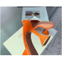 Good Quality Amina Muaddi Rosie Strass-Embellished Bow Slides Sandal 9.5cm in Satin Orange 0219050