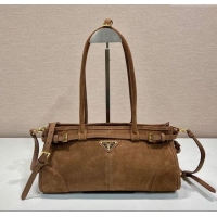 Traditional Specials Prada Medium Suede handbag 1BA426 Cocoa Brown 2025