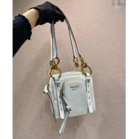 Promotional Prada Dangle oil leather top-handle mini-bag 1BB137 White 2025