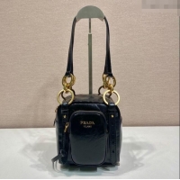 Top Quality Prada Dangle oil leather top-handle mini-bag 1BB137 Black 2025