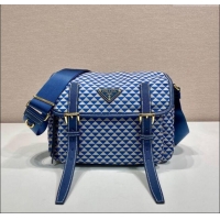 Reasonable Price Prada Symbole Printed Nylon Messenger Bag 1BD383 Blue 2025