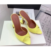 Most Popular Amina Muaddi Caroline Heeled Slides Sandal 9.5cm in Satin and Strass Yellow  0219058