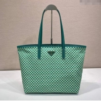 Good Product Prada Tassuto Triangulum Printed Nylon Tote Bag 1BD552 Green 2025