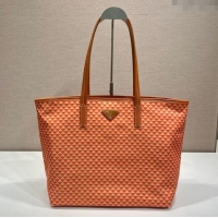 New Design Prada Tassuto Triangulum Printed Nylon Tote Bag 1BD552 Orange 2025