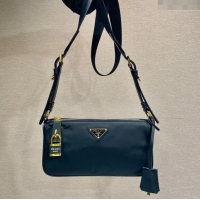 Famous Brand Prada Small Re-Nylon and leather shoulder bag 1BC234 Black 2025