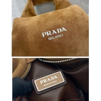 Top Grade Prada Mens Suede backpack bag 2VZ114 Light Brown 2025