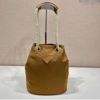 Famous Brand Prada Re-Nylon and Leather Bucket Bag 1BE082 Brown 2025