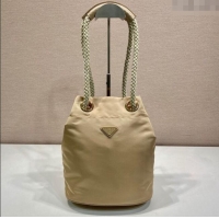 Reasonable Price Prada Re-Nylon and Leather Bucket Bag 1BE082 Beige 2025