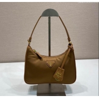 Top Grade Prada Re-Edition 2005 Re-Nylon mini hobo bag 1NE204 Brandy Brown 2025