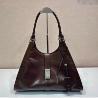 Pretty Style Prada Large leather tote bag 1BG570 Dark Brown 2025