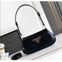 Famous Brand Prada Brushed leather shoulder bag 1BD345 Black 2025