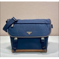 Grade Quality Prada Mens Re-Nylon and leather shoulder bag 2VD052 Blue 2025