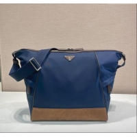 Best Quality Prada Mens Re-Nylon and leather shoulder bag 2VH180 Blue 2025