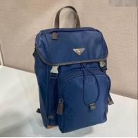 Buy Discount Prada Mens Re-Nylon and Saffiano Leather Backpack 2VZ135 Blue 2025