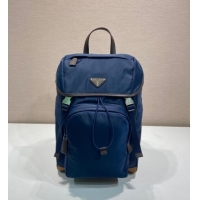 Buy Discount Prada Mens Re-Nylon and Saffiano Leather Backpack 2VZ135 Blue 2025