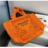 Elegant Discount Prada Crochet Mini Basket Straw Bag 0311 Orange 2025