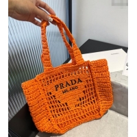 Elegant Discount Prada Crochet Mini Basket Straw Bag 0311 Orange 2025