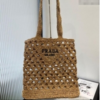 Low Cost Prada Crochet Bucket Straw Bag 0311 Khaki 2025