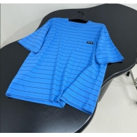 ​Good Taste Miu Miu Striped Cotton Long Sleeve T-Shirt 5053 Blue 2025 (For Women and Man)