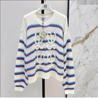 Affordable Price Loewe Straiped Sweater 1203 White/Blue 2024