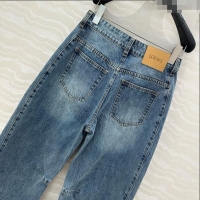 Top Grade Loewe Washed Denim Jeans 0214 Blue 2025