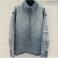 Big Discount Loewe Washed Denim Jacket 021502 Blue 2025