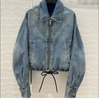 Super Quality Loewe Washed Denim Oversized Jacket 0215 Blue 2025