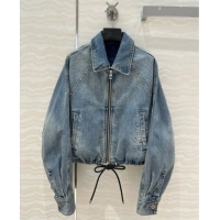 Super Quality Loewe Washed Denim Oversized Jacket 0215 Blue 2025