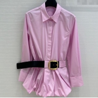 Best Price Loewe Cotton Shirt with Belt Strap C0306025 Pink 2025