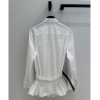 Luxury Cheap Loewe Cotton Shirt with Belt Strap C0306025 White 2025