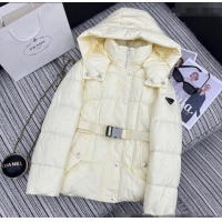 Super Quality Prada Down Jacket with Belt 1203 White 2024